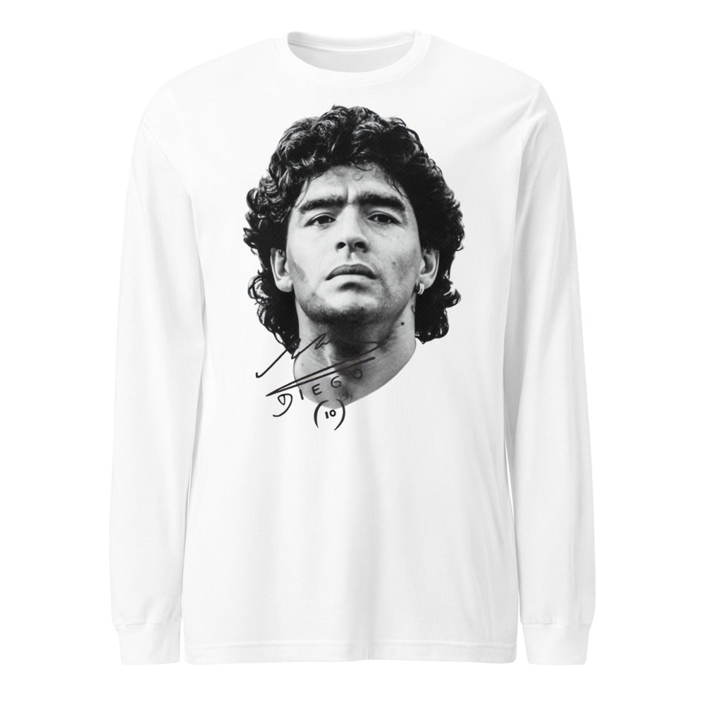 Manga Larga Diego Maradona Retrato Blanco