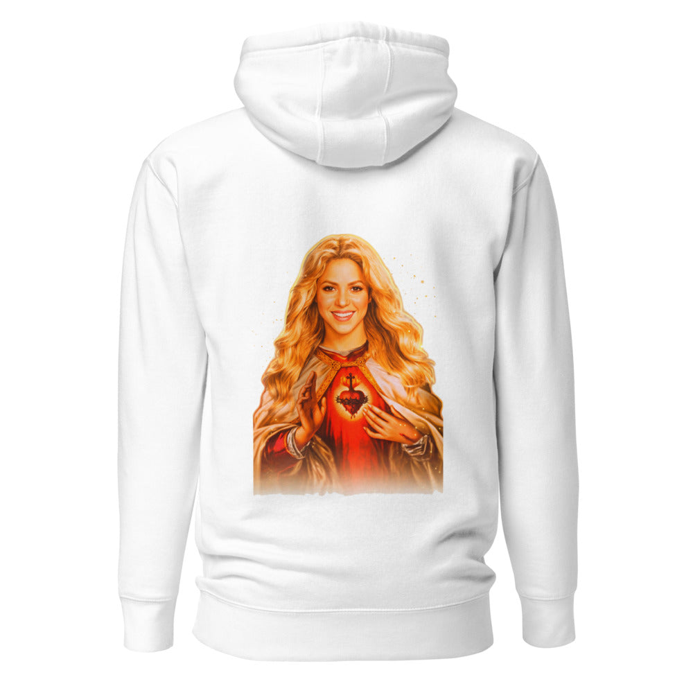 Hoodie Sagrado Corazón Mujer Rubia Manto Dorado - Espalda