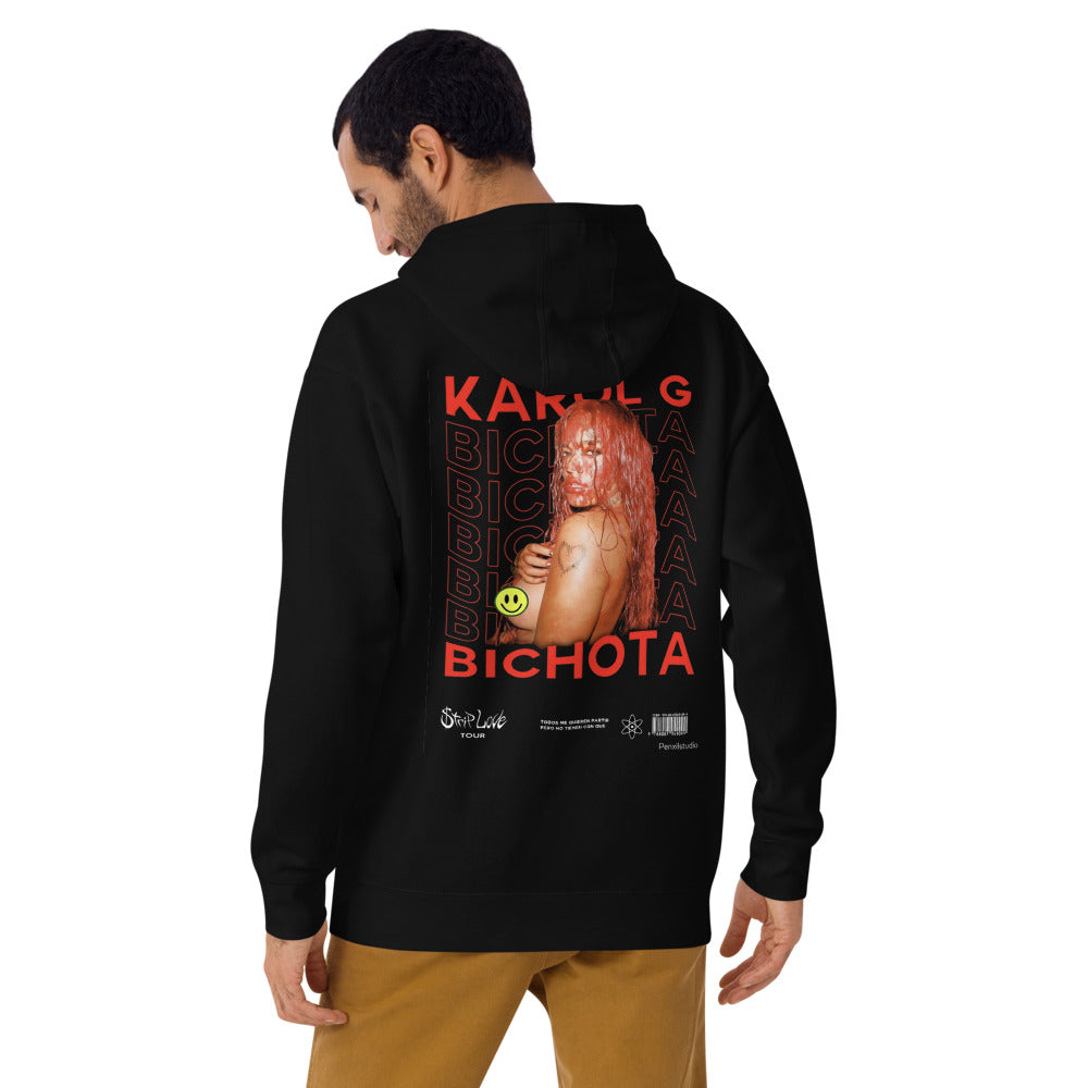 Hoodie Bichota Karol G - Modelo masculino espalda 2