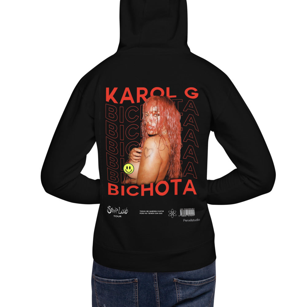 Hoodie Bichota Karol G - Modelo masculino espalda