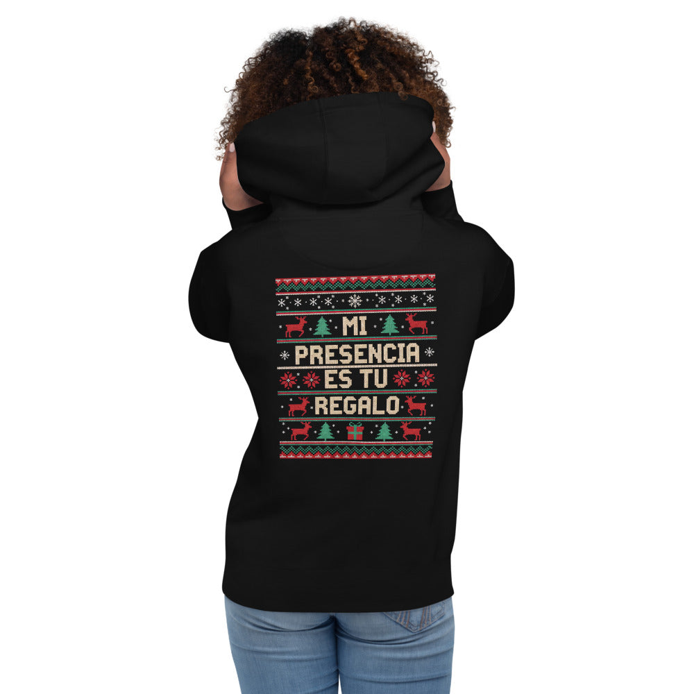 Hoodie Este es tu regalo - Modelo femenina espalda