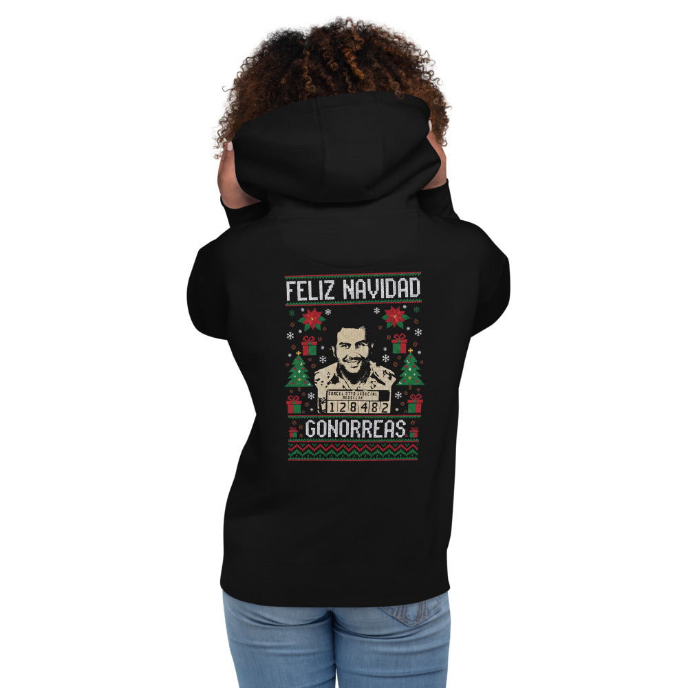 Hoodie Feliz Navidad Gono... - Modelo femenina espalda