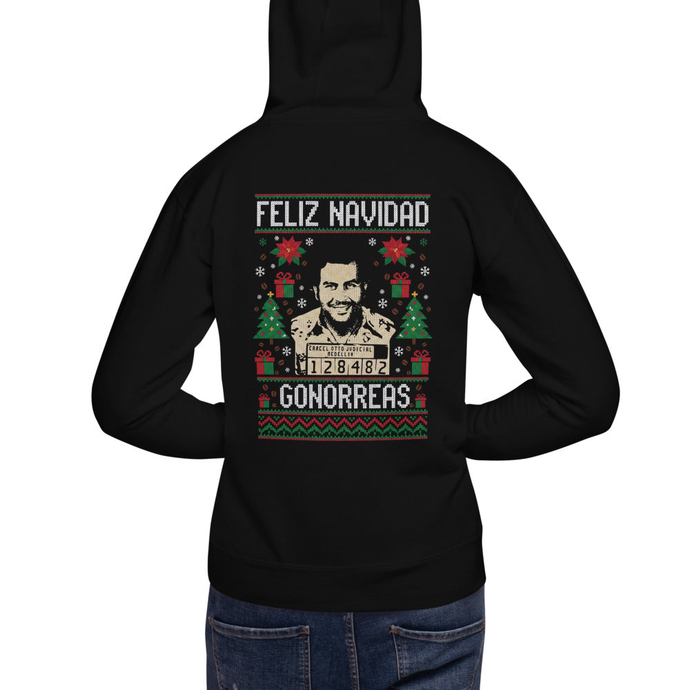 Hoodie Feliz Navidad Gono... - Modelo masculino espalda
