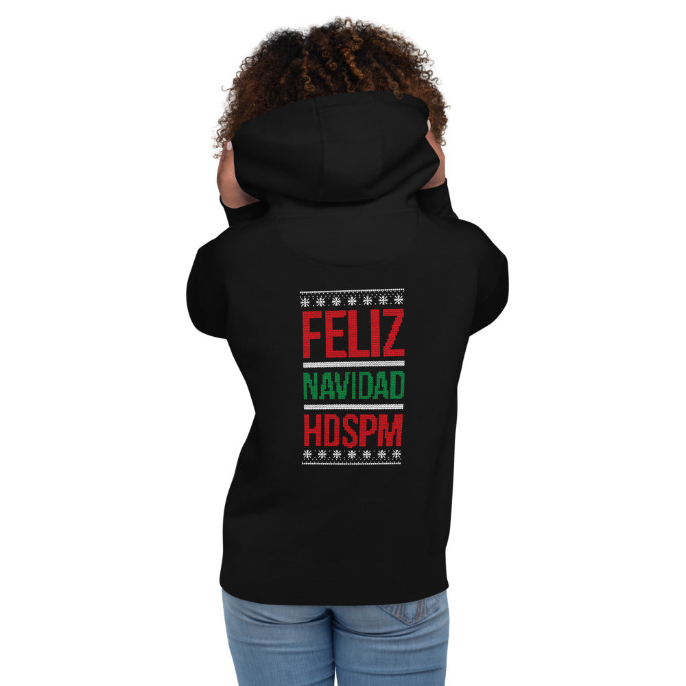 Hoodie Feliz Navidad HDSPM - Modelo femenina espalda