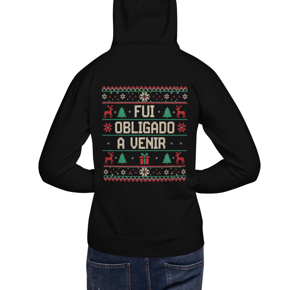 Hoodie Fui Obligado a venir - Modelo masculino espalda