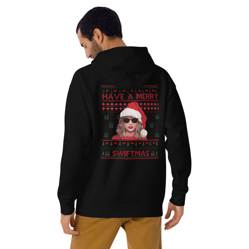 Hoodie Merry Swiftmas to All - Modelo masculino espalda 2