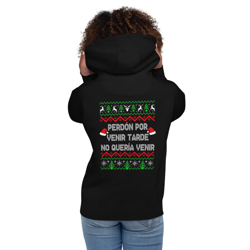 Hoodie No quería venir - Modelo femenina espalda
