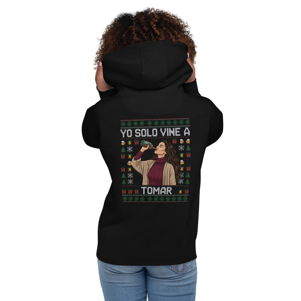 Hoodie Yo solo vine - Modelo femenina espalda