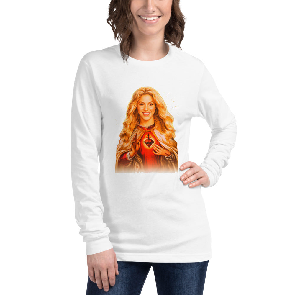 Manga Larga Sagrado Corazón Mujer Rubia Manto Dorado - Modelo femenina