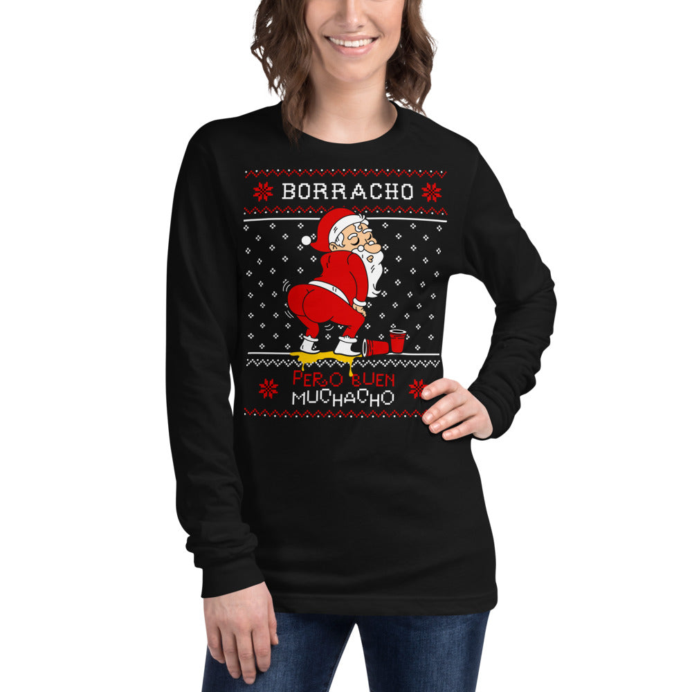 Manga Larga Borracho Navideño - Modelo femenina