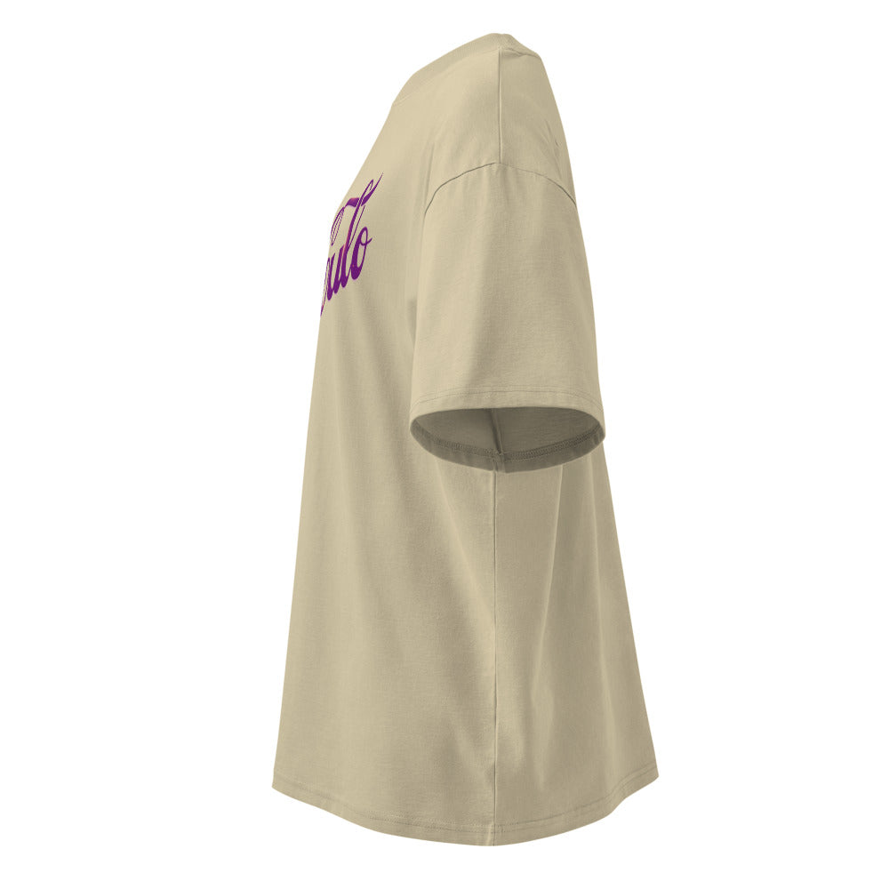 Oversize Parodia Refresco Letra Script Morado - Lateral fantasma