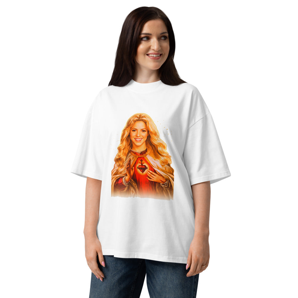 Oversize Sagrado Corazón Mujer Rubia Manto Dorado - Modelo femenina