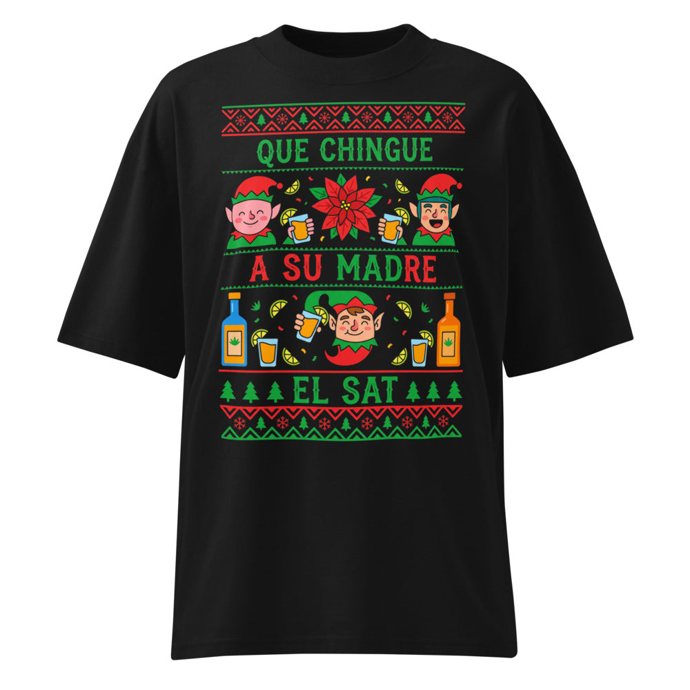 Oversize Elfos Navideños Brindis Ugly Sweater - Frente fantasma