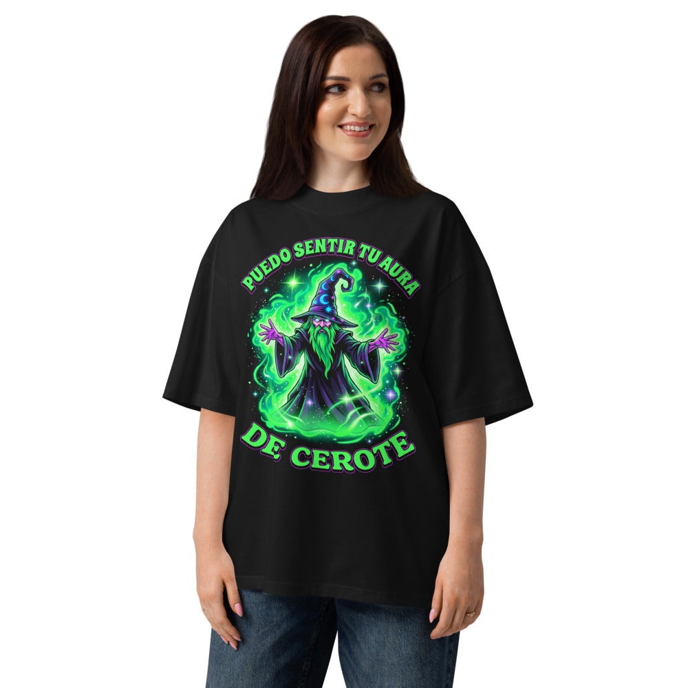 Oversize Mago Verde Puedo Sentir Tu Aura De Cerote - Modelo femenina