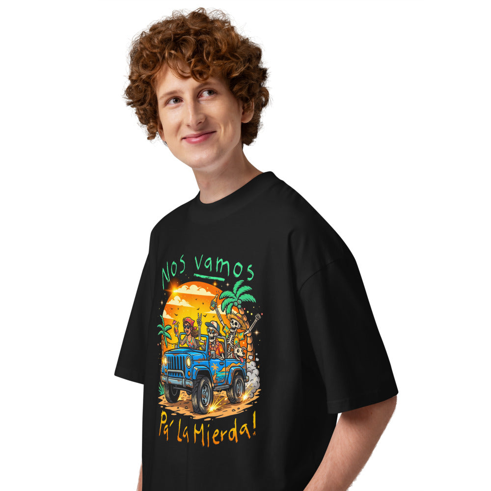 Oversize Nos Vamos Jeep Calacas Playa - Modelo masculino lateral