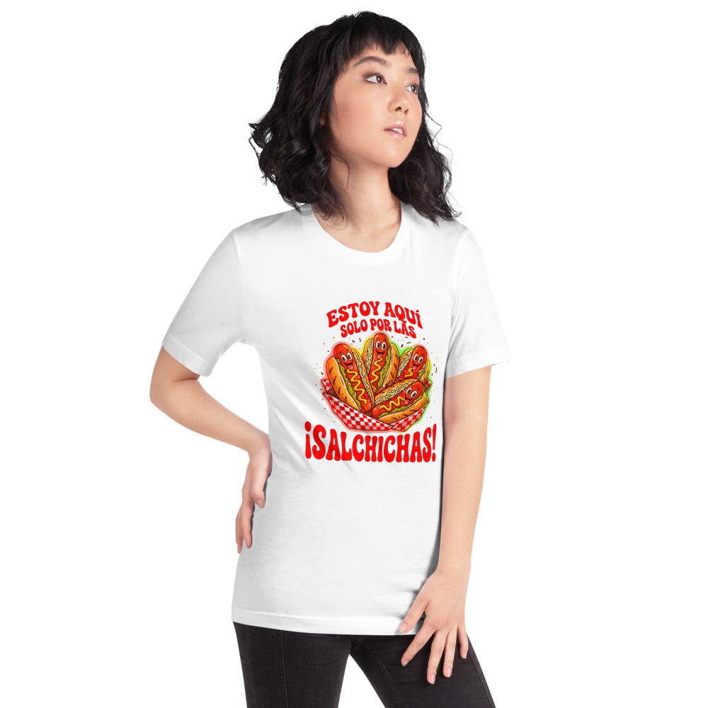 Playera Estoy Aquí Solo Por Las Salchichas - Modelo femenina