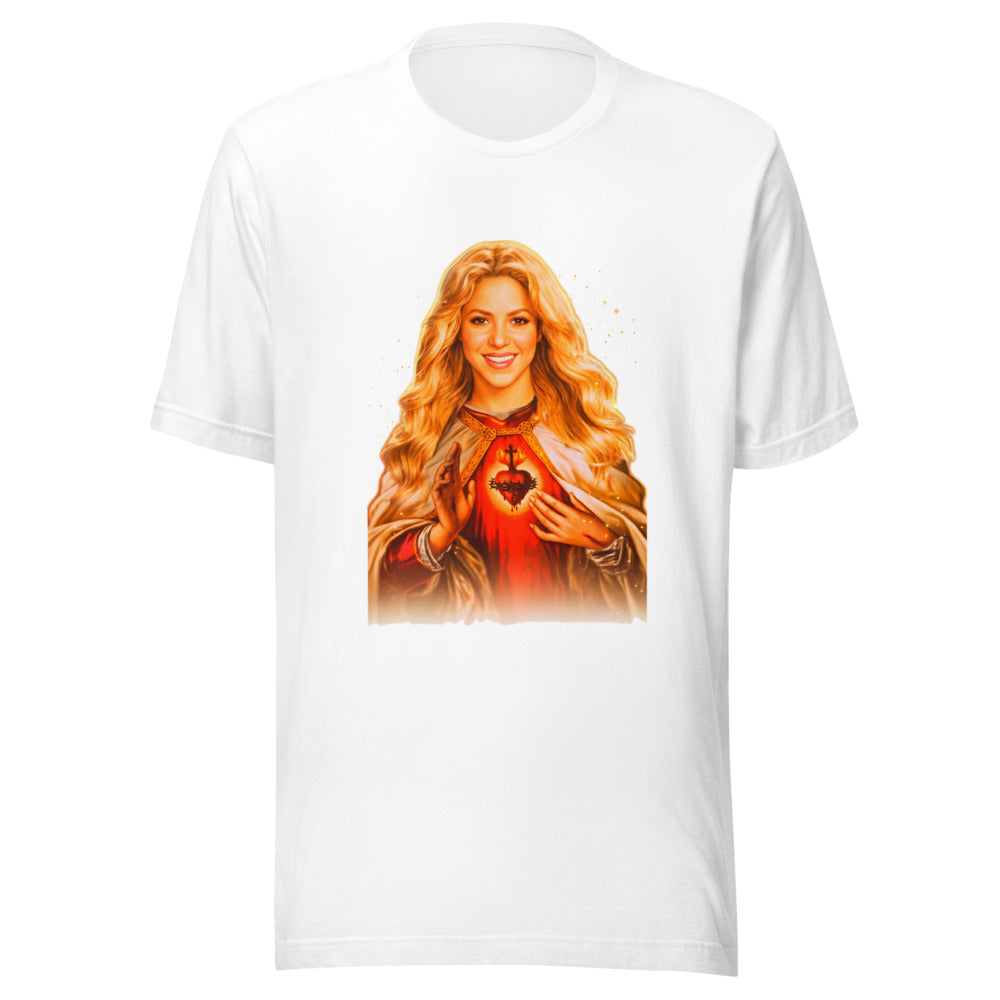 Playera Sagrado Corazón Mujer Rubia Manto Dorado - Frente grande