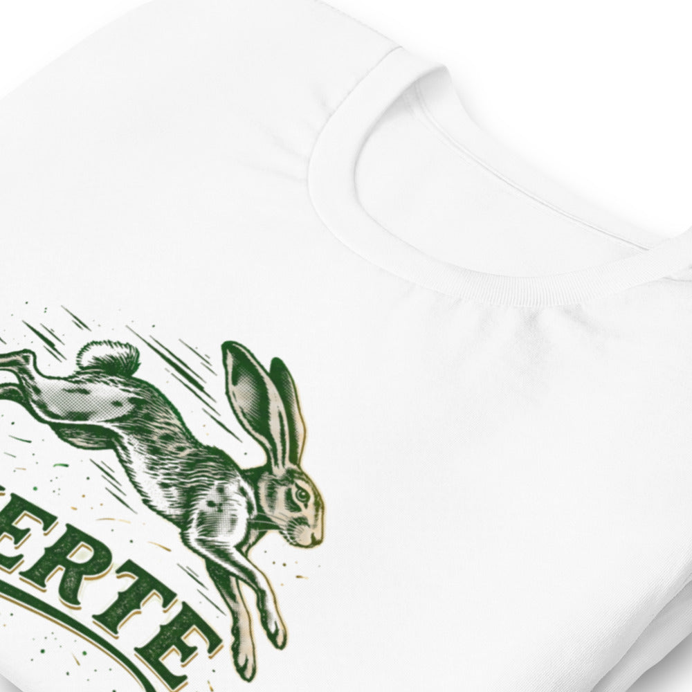 Playera Suerte Liebre Saltando Verde - Doblado zoom