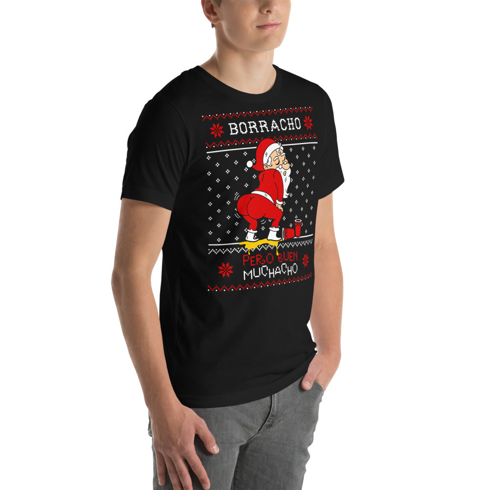 Playera Borracho Navideño - Modelo masculino lateral