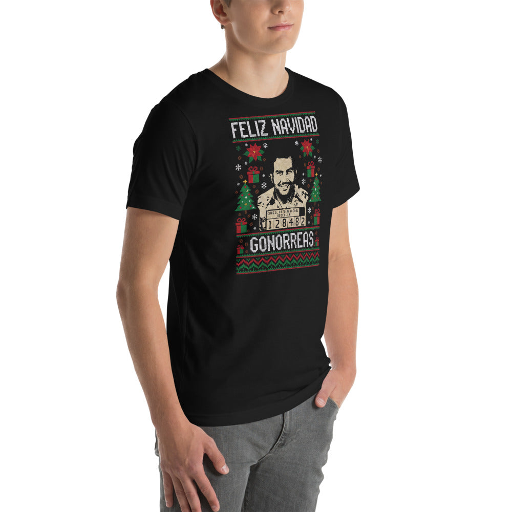 Playera Feliz Navidad Gono... - Modelo masculino lateral
