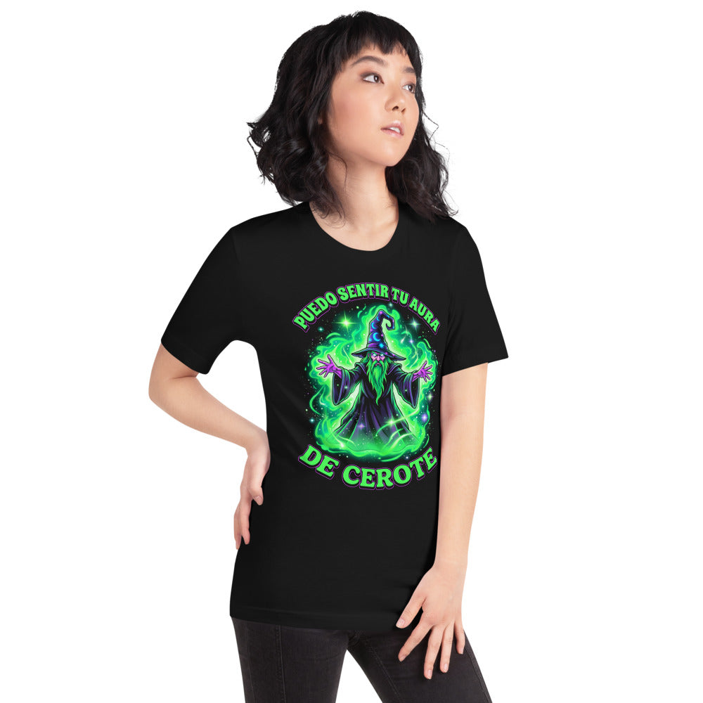 Playera Mago Verde Puedo Sentir Tu Aura De Cerote - Modelo femenina