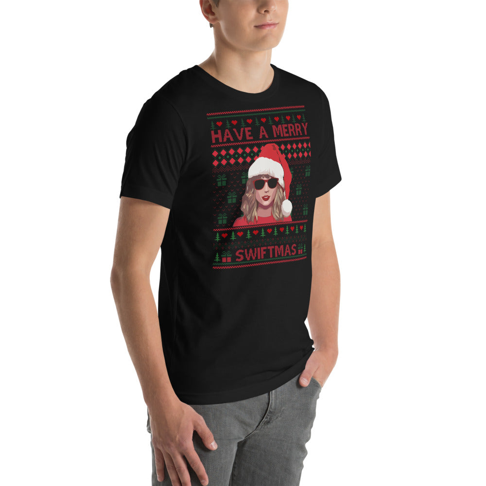 Playera Merry Swiftmas to All - Modelo masculino lateral