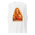 Sin mangas Sagrado Corazón Mujer Rubia Manto Dorado - Frente