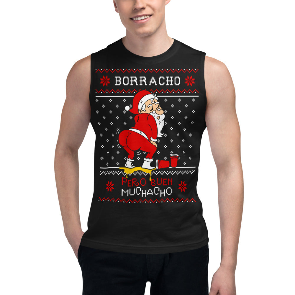Sin mangas Borracho Navideño - Modelo masculino
