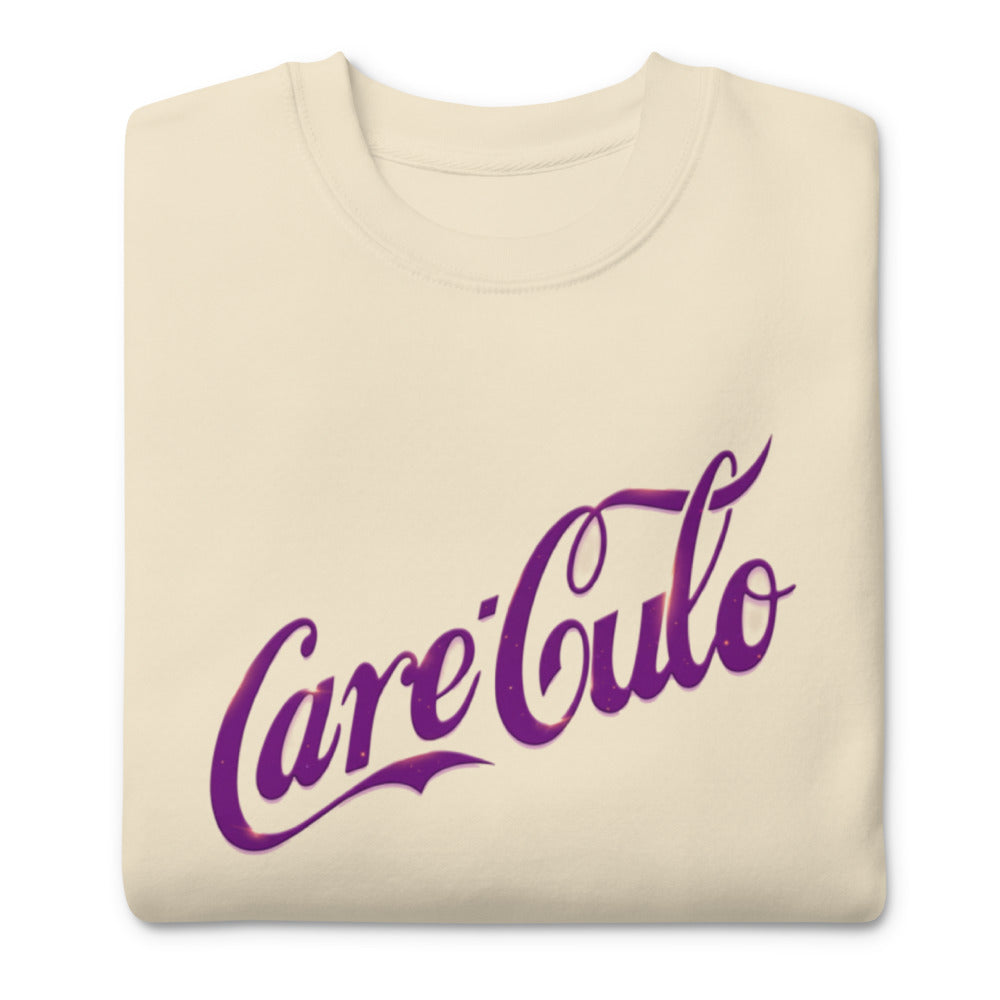 Suéter Parodia Refresco Letra Script Morado - Doblado
