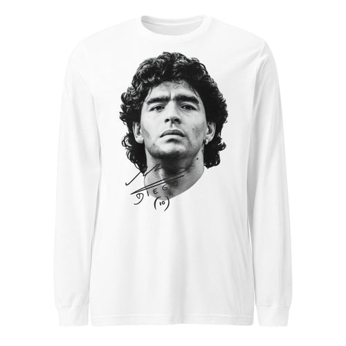 Manga Larga Diego Maradona Retrato Blanco