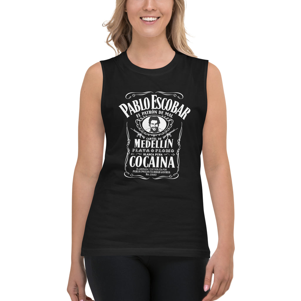 Camiseta sin mangas Pablo Escobar Whisky, Descubre calidad excepcional y estampados duraderos. Encuentra estilo y orgullo en cada prenda.