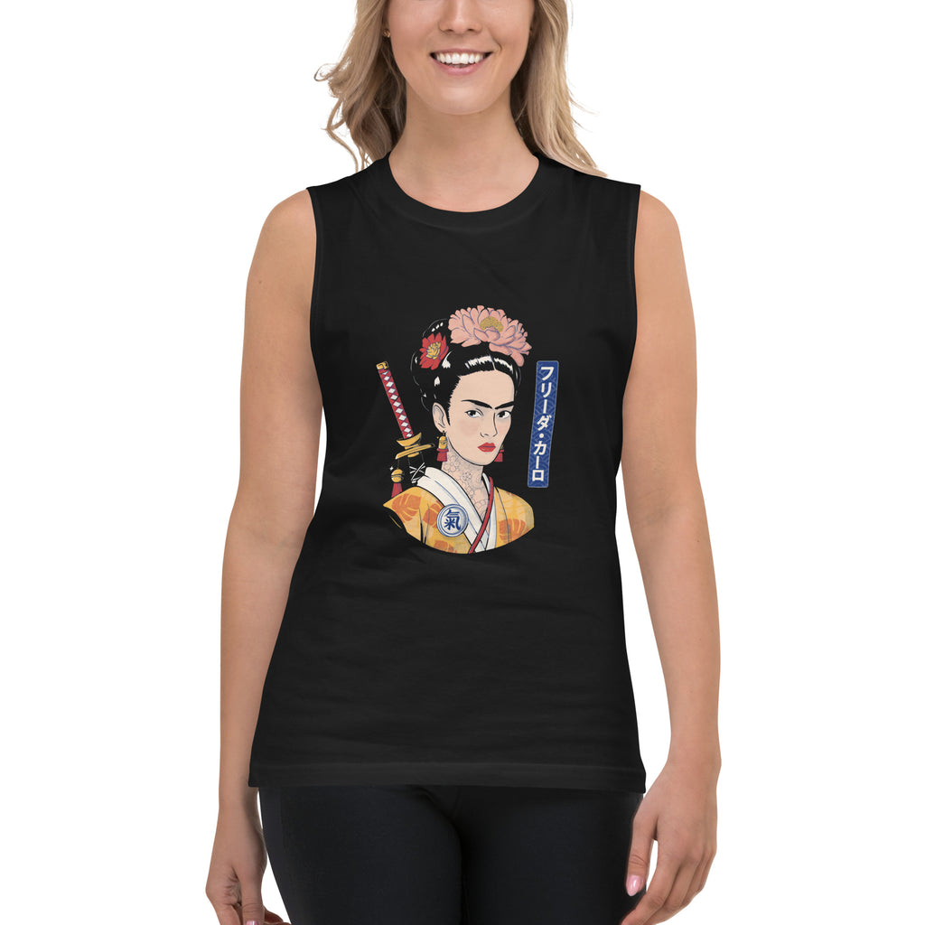 Playera sin mangas Frida Samurai ,Descubre calidad excepcional y estampados duraderos. Encuentra estilo y orgullo en cada prenda.
