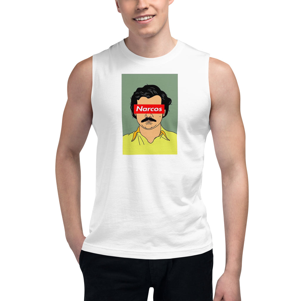 Camiseta sin mangas N@rcos: el emblema de orgullo colombiano con calidad excepcional y estampado que resiste el paso del tiempo.