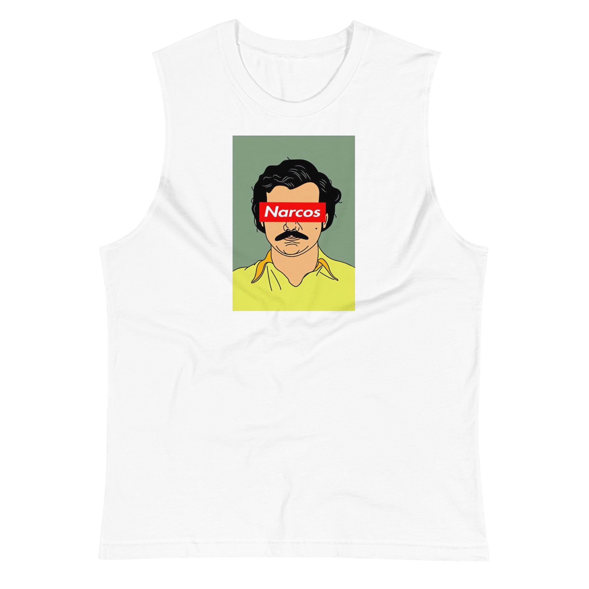 Camiseta sin mangas N@rcos: el emblema de orgullo colombiano con calidad excepcional y estampado que resiste el paso del tiempo.