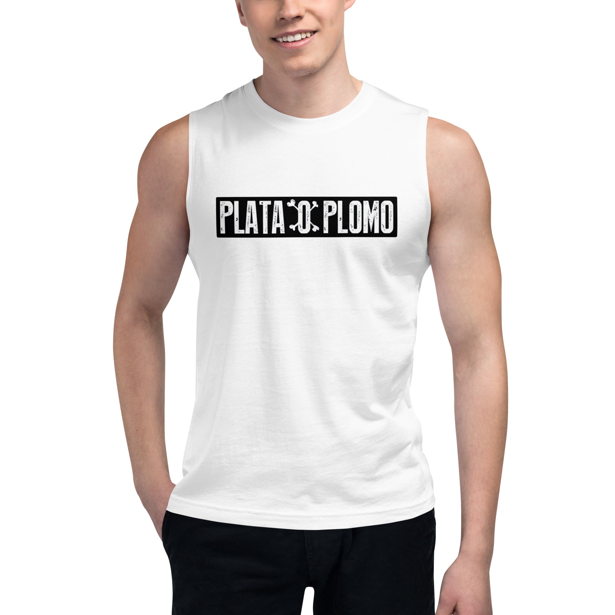 Camiseta sin mangas Plata o Plomo: el emblema de orgullo colombiano con calidad excepcional y estampado que resiste el paso del tiempo.