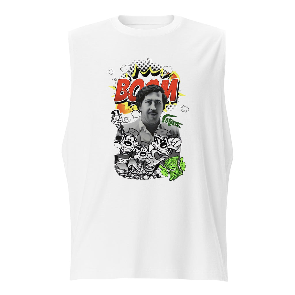 Camiseta sin mangas Pablo Boom, Descubre calidad excepcional y estampados duraderos. Encuentra estilo y orgullo en cada prenda. Compra en LOSMIOS!