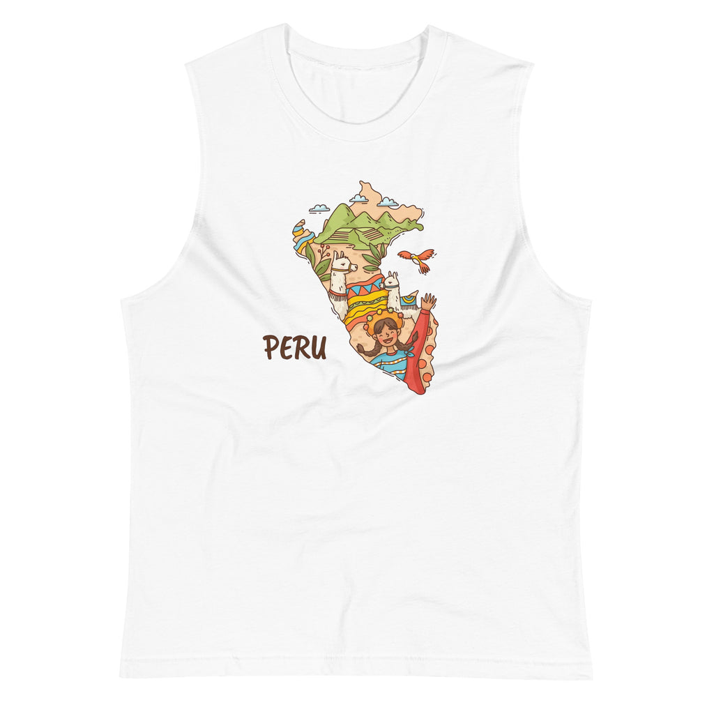 Camiseta sin mangas de Perú, Descubre calidad excepcional y estampados duraderos. Encuentra estilo y orgullo en cada prenda. Compra en LOSMIOS!