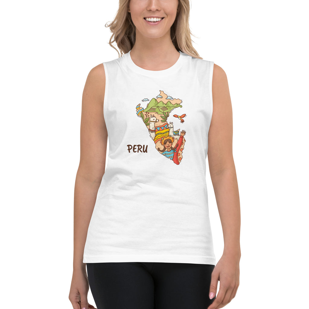 Camiseta sin mangas de Perú, Descubre calidad excepcional y estampados duraderos. Encuentra estilo y orgullo en cada prenda. Compra en LOSMIOS!