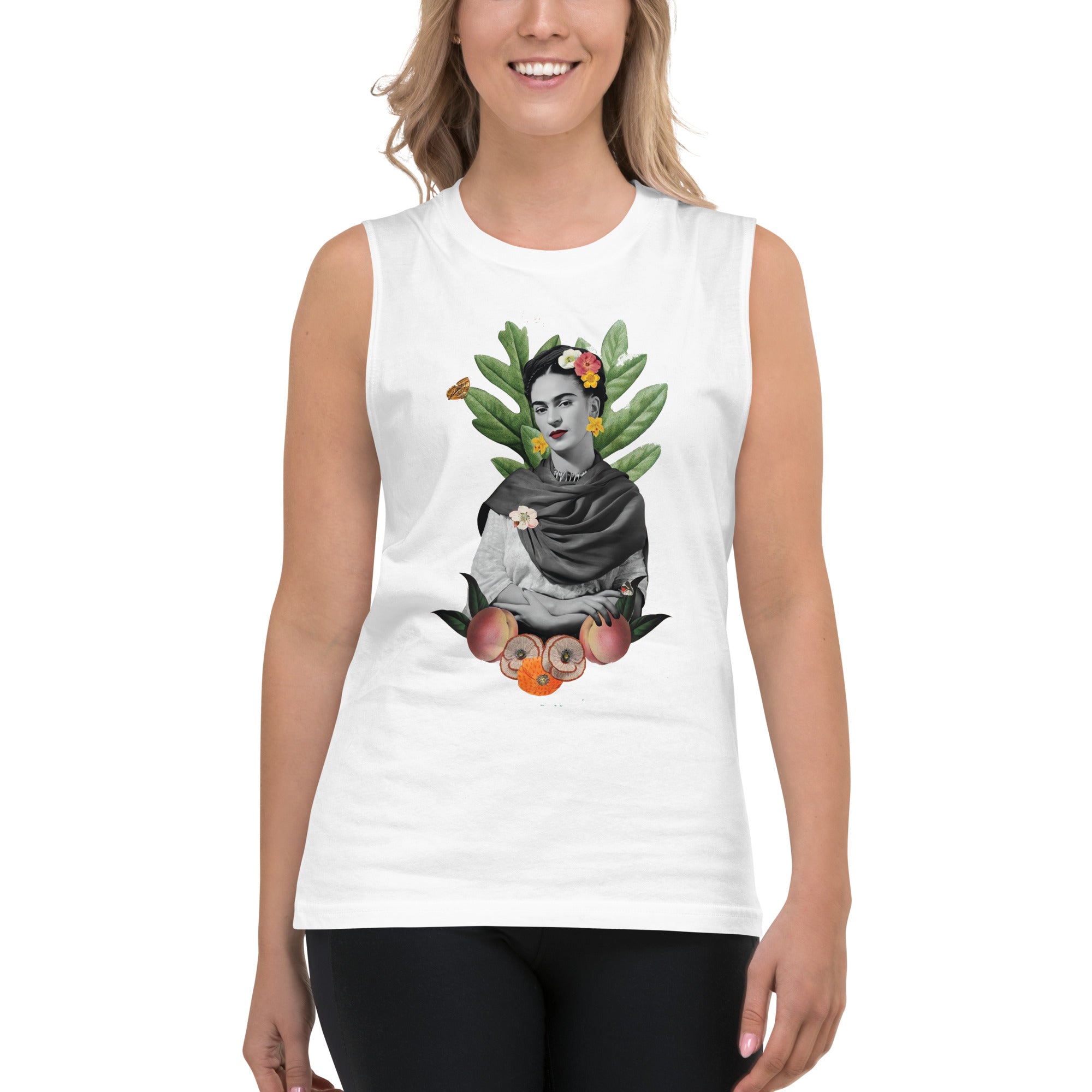 Playera sin mangas Frida Floral ,Descubre calidad excepcional y estampados duraderos. Encuentra estilo y orgullo en cada prenda.