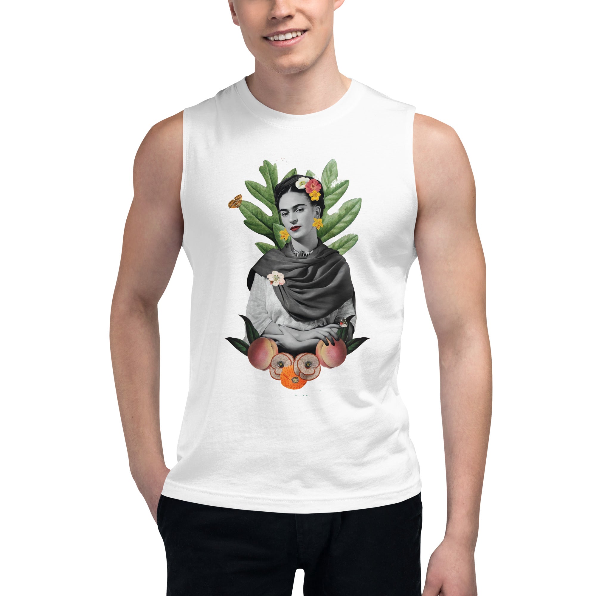 Playera sin mangas Frida Floral ,Descubre calidad excepcional y estampados duraderos. Encuentra estilo y orgullo en cada prenda.