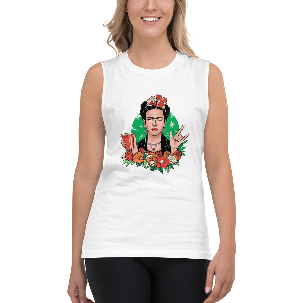 Playera sin mangas Frida Khalo Style ,Descubre calidad excepcional y estampados duraderos. Encuentra estilo y orgullo en cada prenda.