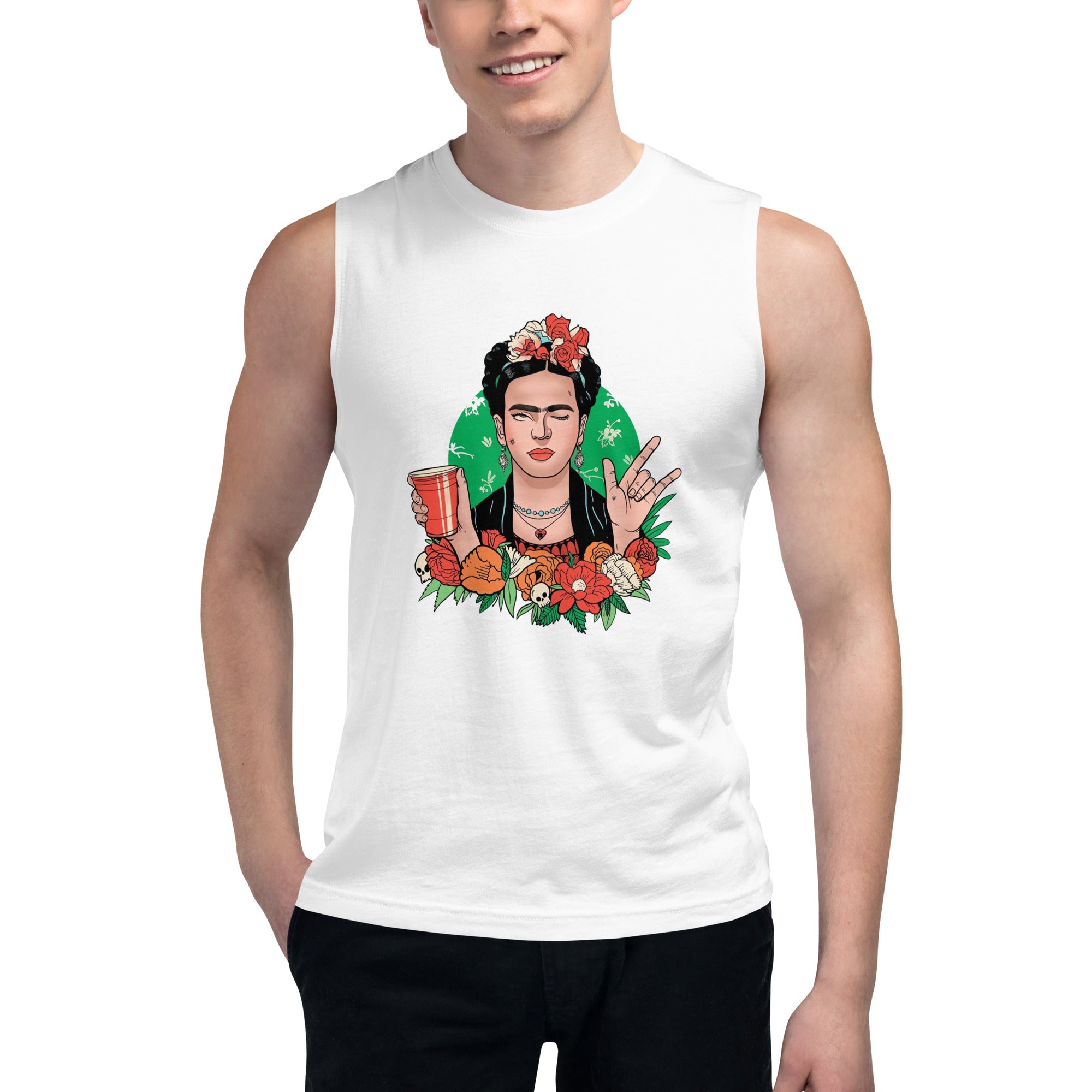 Playera sin mangas Frida Khalo Style ,Descubre calidad excepcional y estampados duraderos. Encuentra estilo y orgullo en cada prenda.