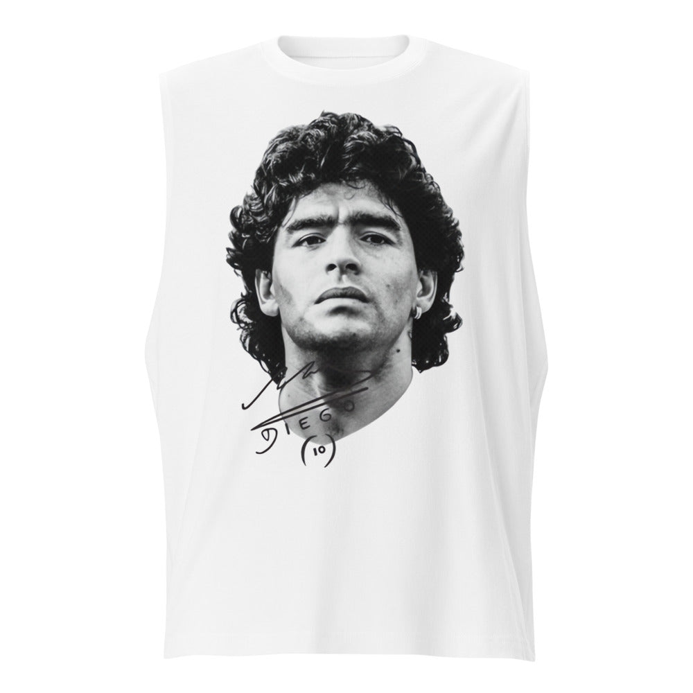 Sin Mangas Diego Maradona Retrato Blanco