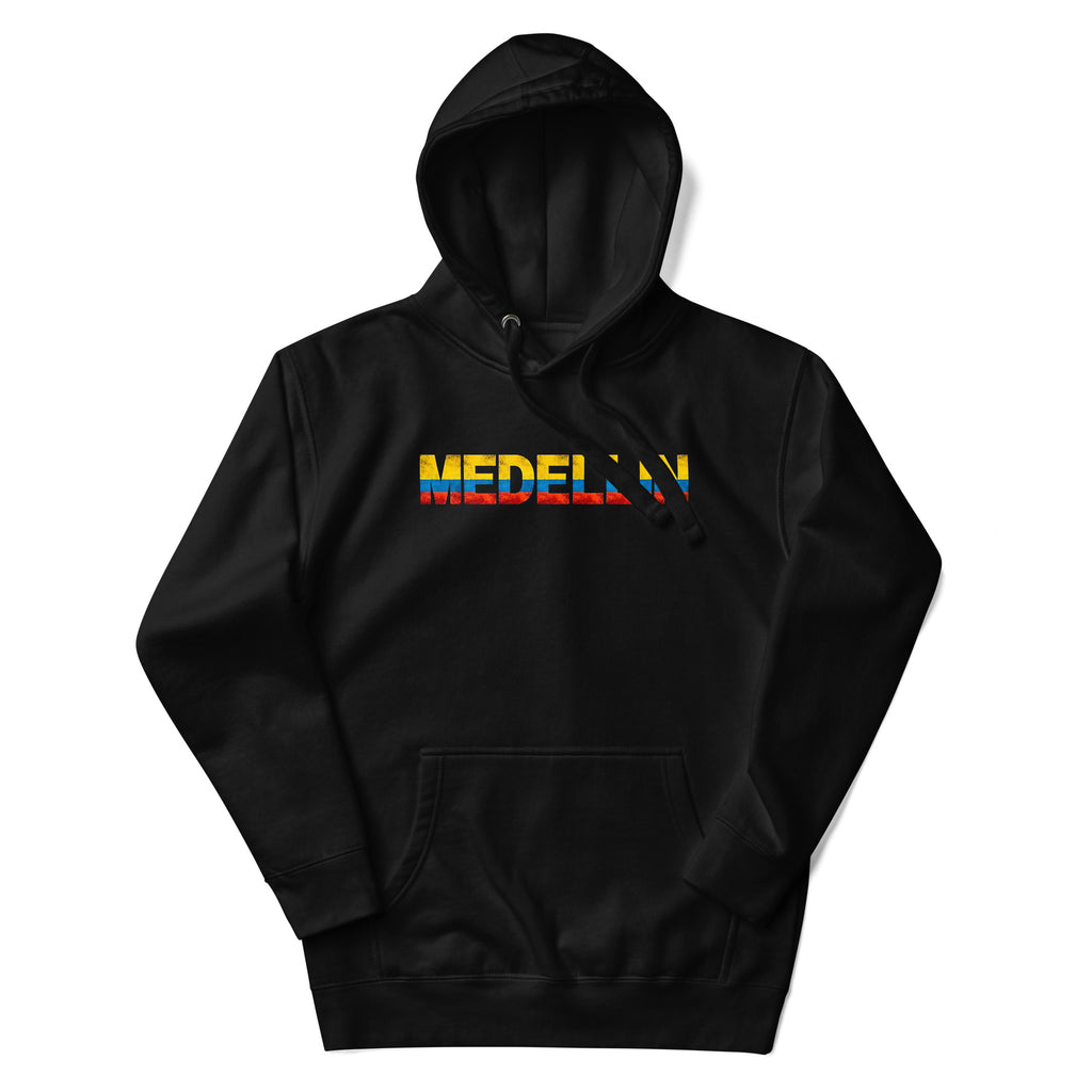 Sudadero con capucha Medellín Col: el emblema de orgullo colombiano con calidad excepcional y estampado que resiste el paso del tiempo.