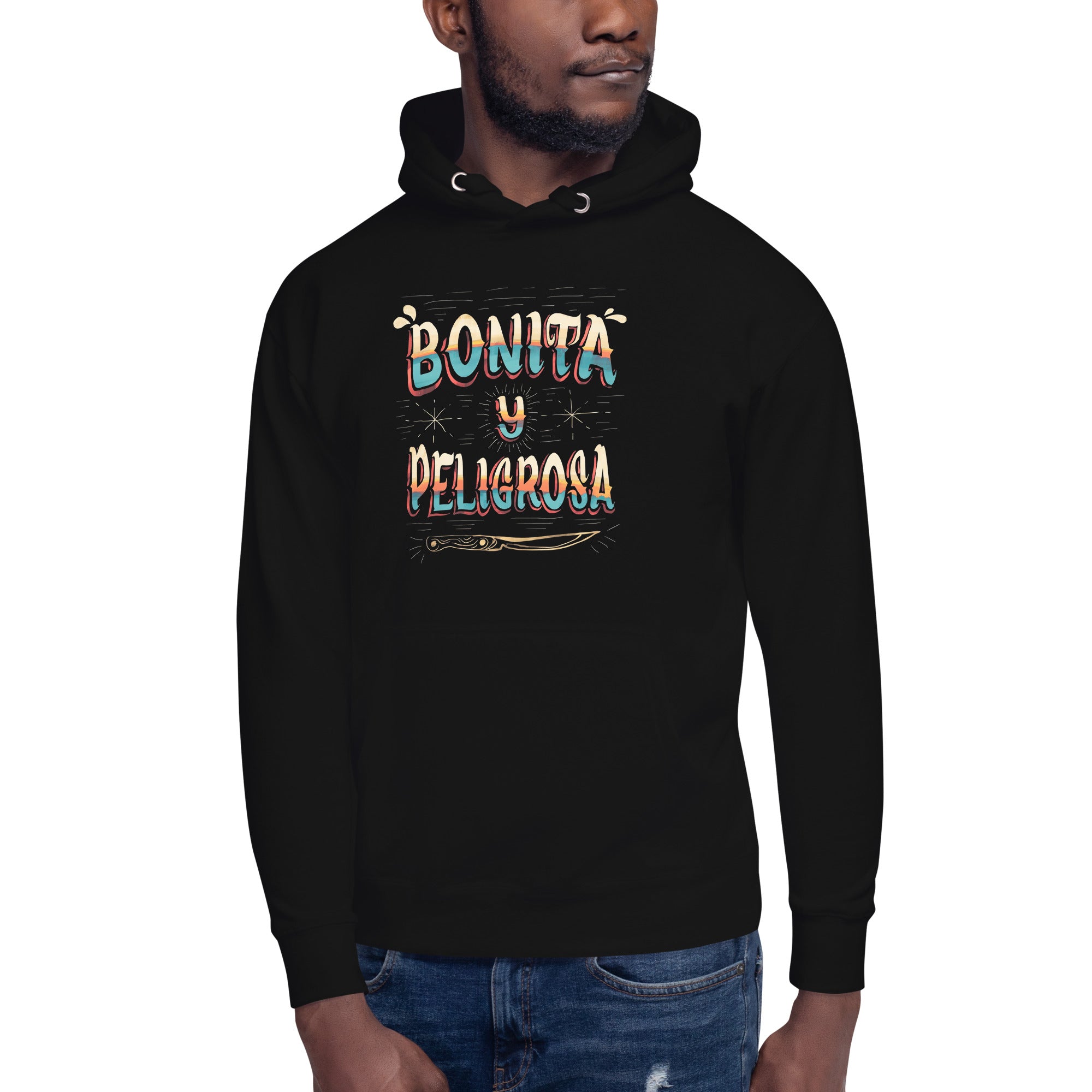 Sudadero con capucha Bonita y Peligrosa: el emblema de orgullo colombiano con calidad excepcional y estampado que resiste el paso del tiempo.