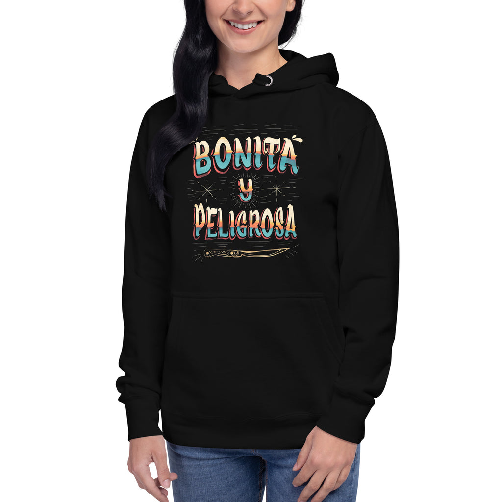 Sudadero con capucha Bonita y Peligrosa: el emblema de orgullo colombiano con calidad excepcional y estampado que resiste el paso del tiempo.