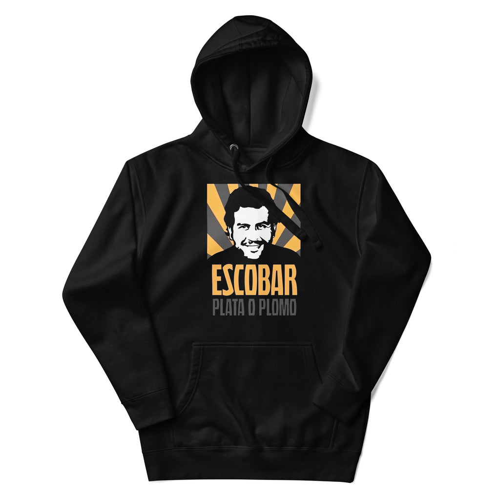 Sudadero con capucha Escobar Plata: el emblema de orgullo colombiano con calidad excepcional y estampado que resiste el paso del tiempo.
