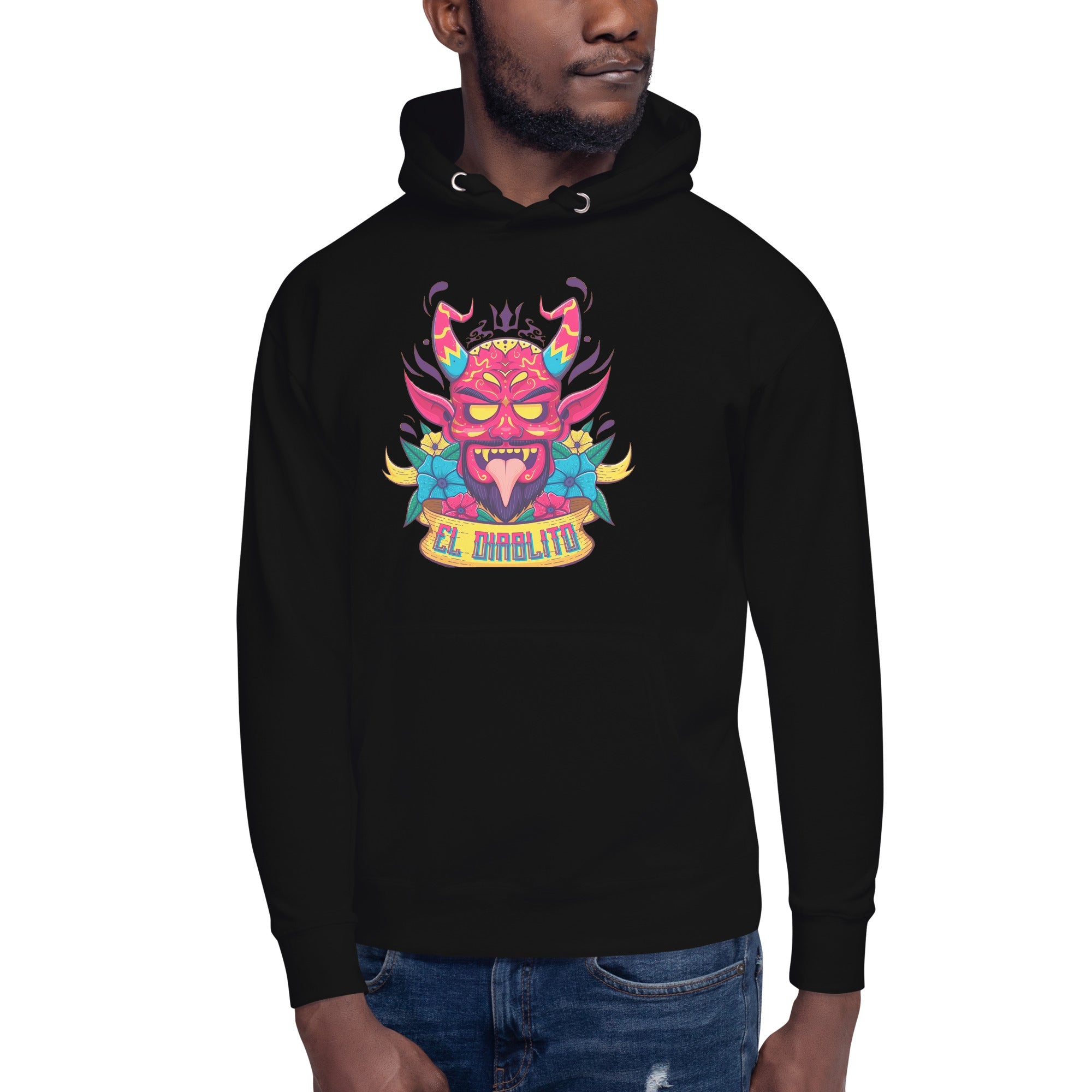 Sudadero con capucha El Diablito: el emblema de orgullo colombiano con calidad excepcional y estampado que resiste el paso del tiempo.