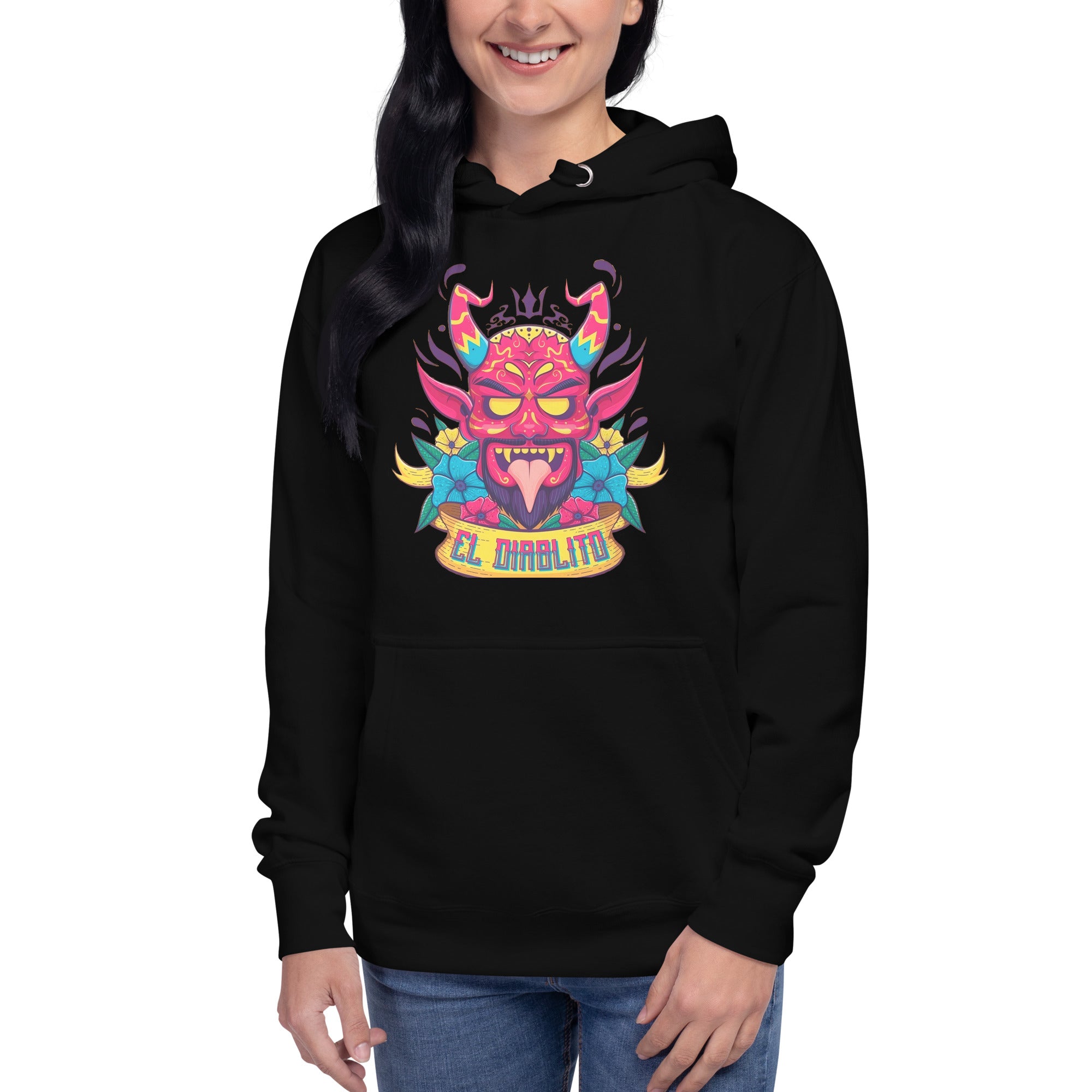 Sudadero con capucha El Diablito: el emblema de orgullo colombiano con calidad excepcional y estampado que resiste el paso del tiempo.