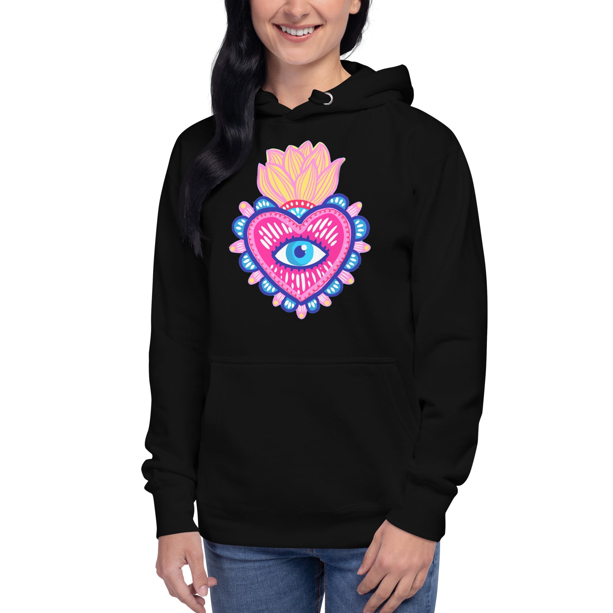 Sudadero con capucha Sagrado Corazón : el emblema de orgullo colombiano con calidad excepcional y estampado que resiste el paso del tiempo.